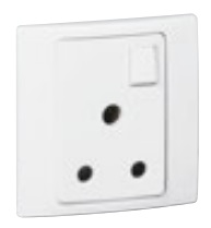 WHITE BS 15A SOCKET + SWITCH  