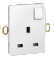 WHITE BS 13A SKT+SWITCHED MECH