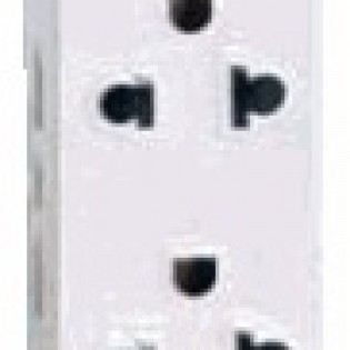 Ổ cắm 3 cực đôi Âu-Mỹ 16A 3 modun